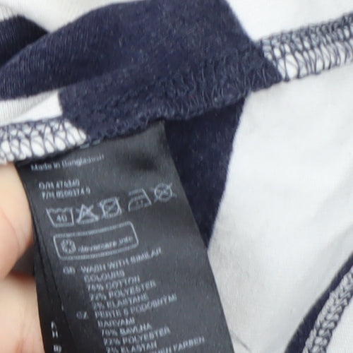 H&M Women's Blue Striped Long Sleeve Henley Shirt