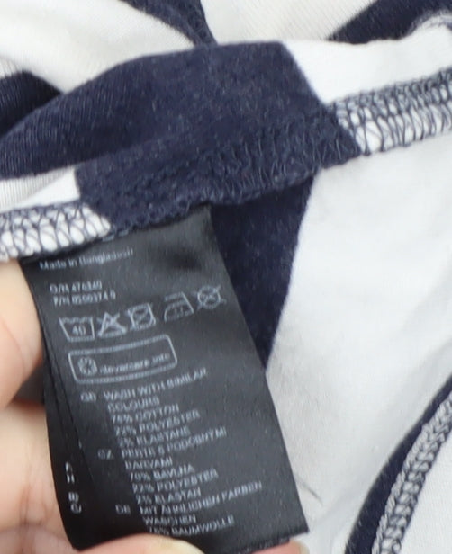 H&M Women's Blue Striped Long Sleeve Henley Shirt