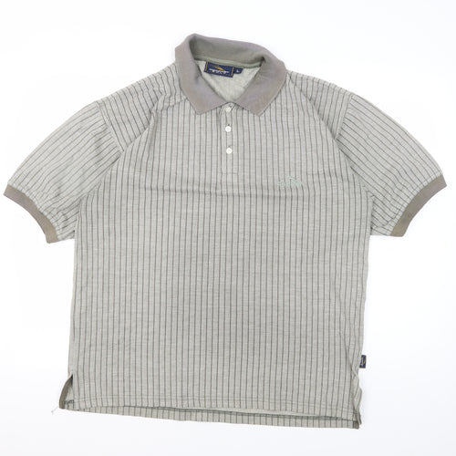 Donnay Men's Grey Striped Polo Shirt, Size L, Regular Fit