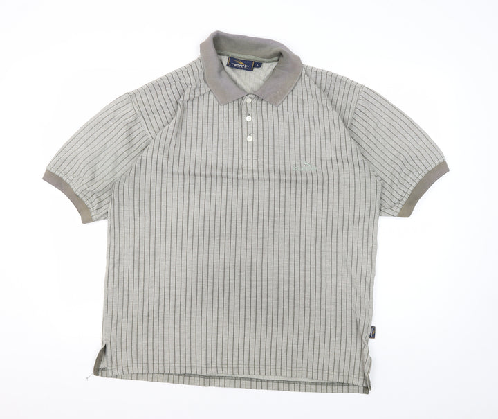 Donnay Men's Grey Striped Polo Shirt, Size L, Regular Fit