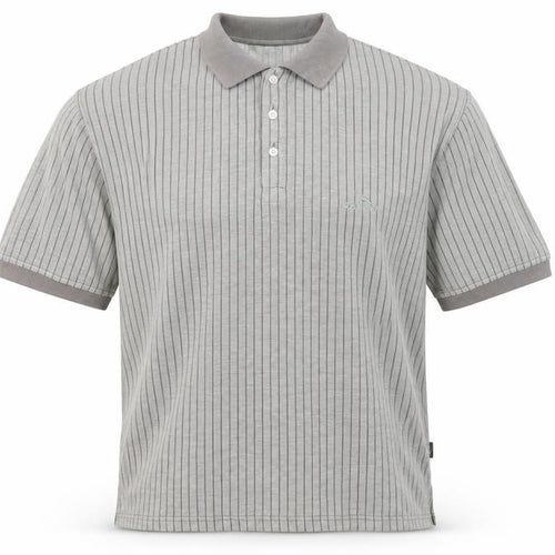 Donnay Men's Grey Striped Polo Shirt, Size L, Regular Fit