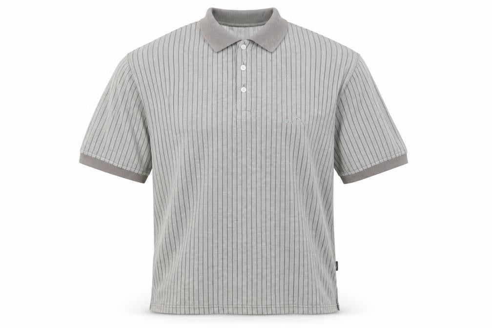 Donnay Men's Grey Striped Polo Shirt, Size L, Regular Fit