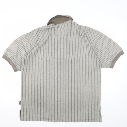 Donnay Men's Grey Striped Polo Shirt, Size L, Regular Fit