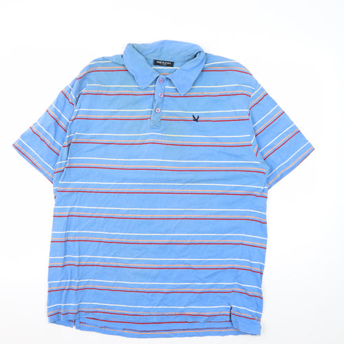 Reach Men's Blue XL Striped Cotton Polo Shirt