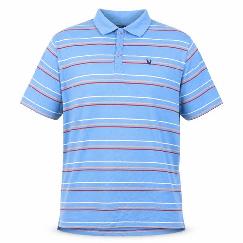 Reach Men's Blue XL Striped Cotton Polo Shirt