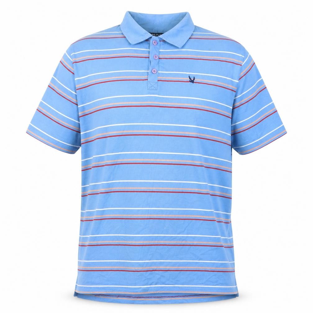 Reach Men's Blue XL Striped Cotton Polo Shirt