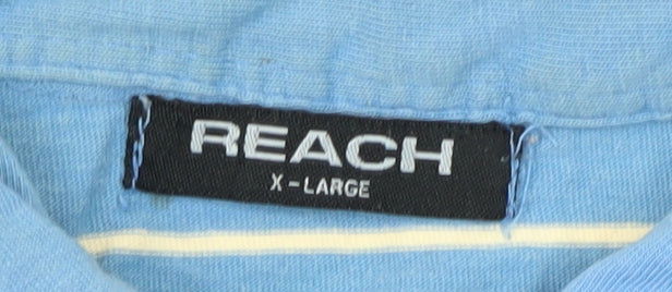 Reach Men's Blue XL Striped Cotton Polo Shirt
