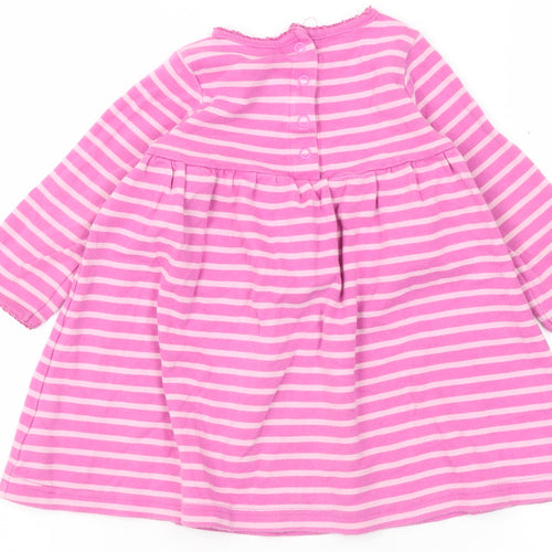 JoJo Maman Bébé Girls Pink Striped Dress 12 Months