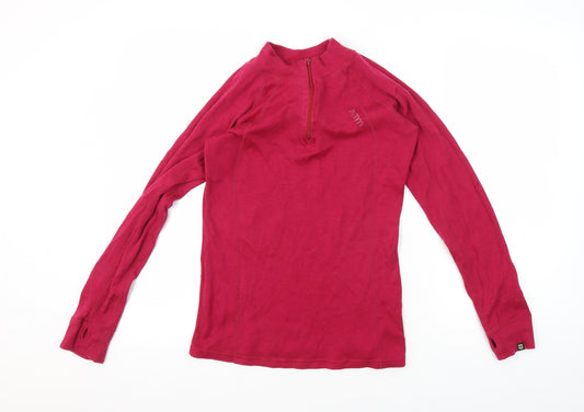 XTM Women's Red Merino Wool Henley Long Sleeve