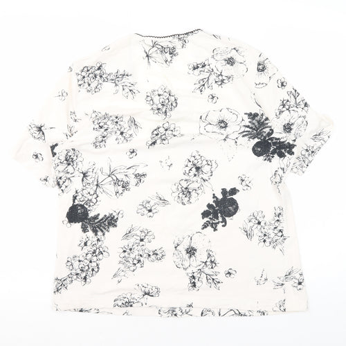Gerry Weber Women's White Floral T-Shirt V-Neck Size 16