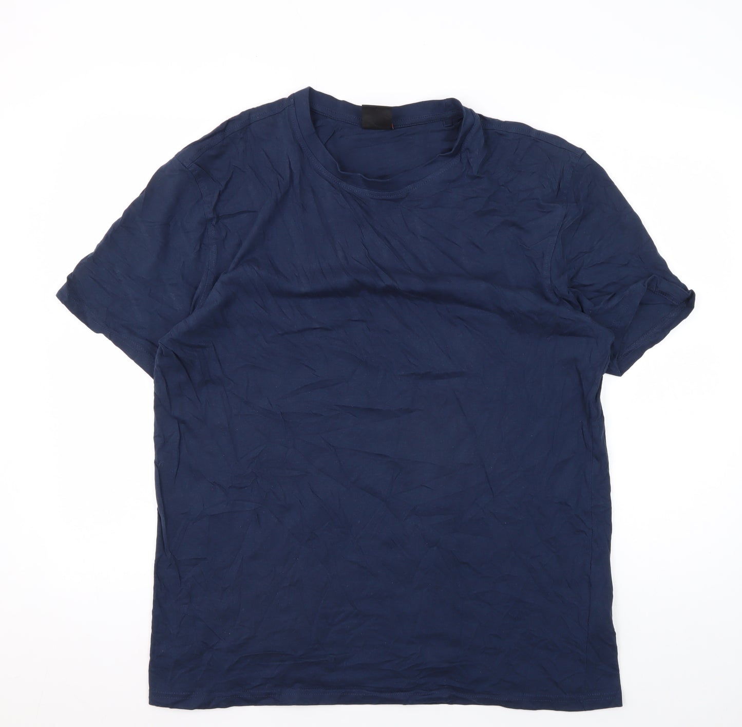 Kandor Men's Large Blue Cotton T-Shirt, Crew Neck