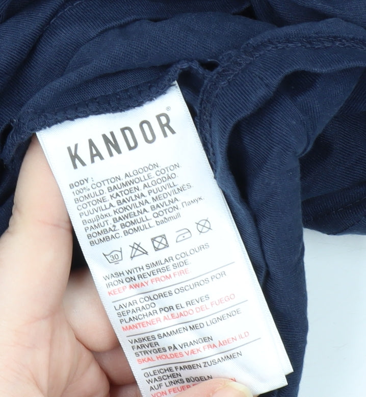 Kandor Men's Large Blue Cotton T-Shirt, Crew Neck