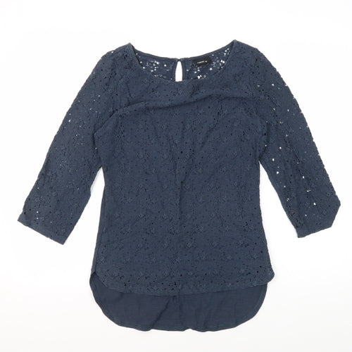 Next Women's Blue Lace Blouse, Size 6, 3/4 Sleeve
