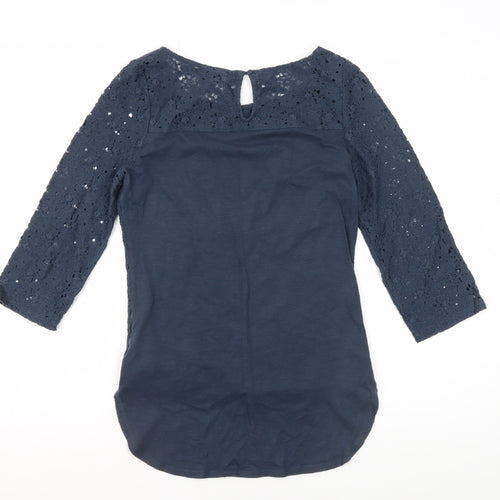 Next Women's Blue Lace Blouse, Size 6, 3/4 Sleeve