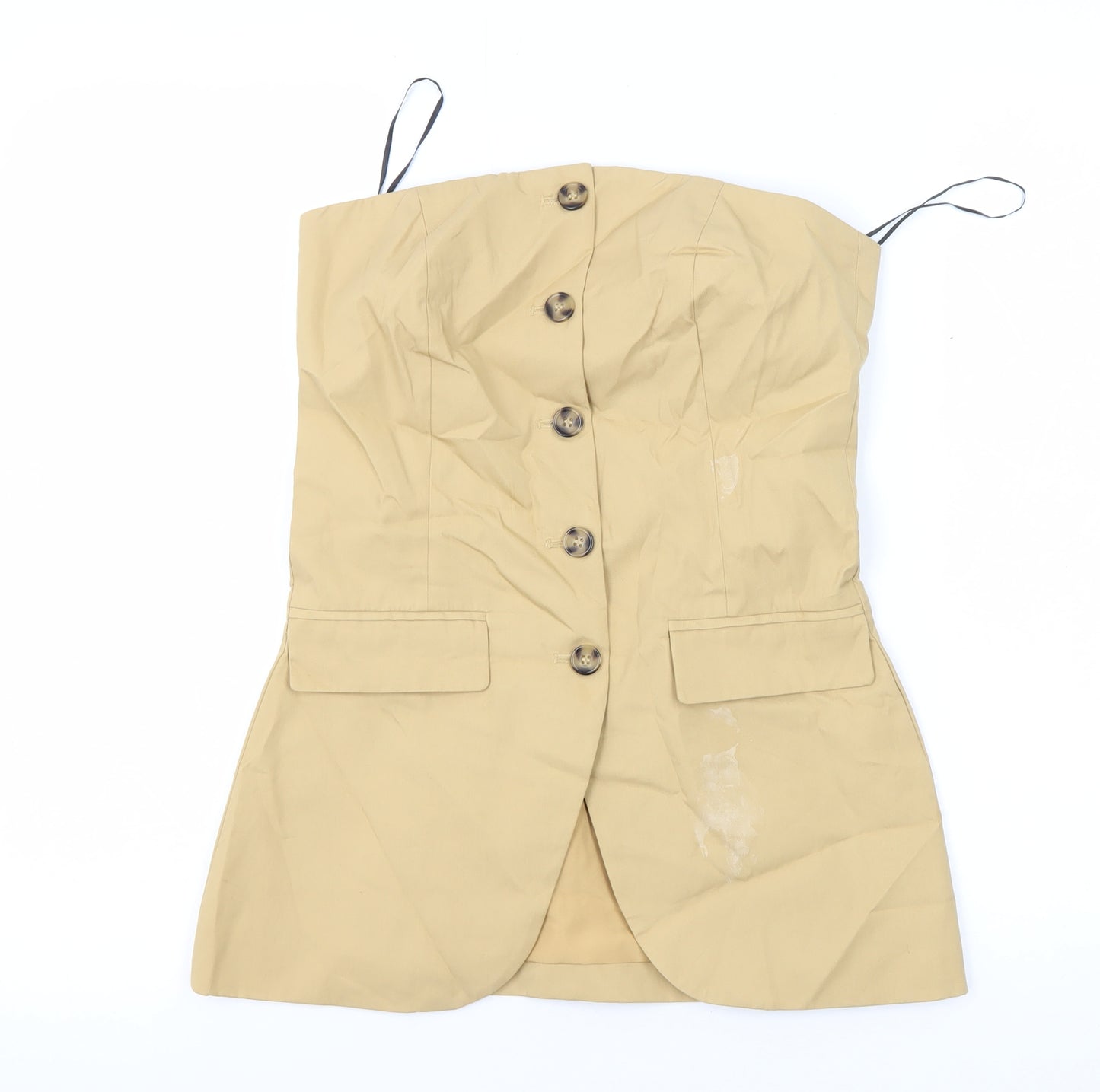 H&M Women's Beige Button-Up Sleeveless Top XS
