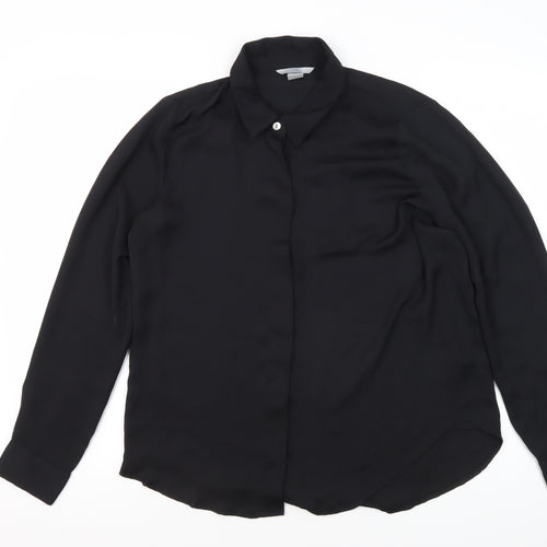 H&M Women's Black Button-Up Shirt, Size 12, Long Sleeve