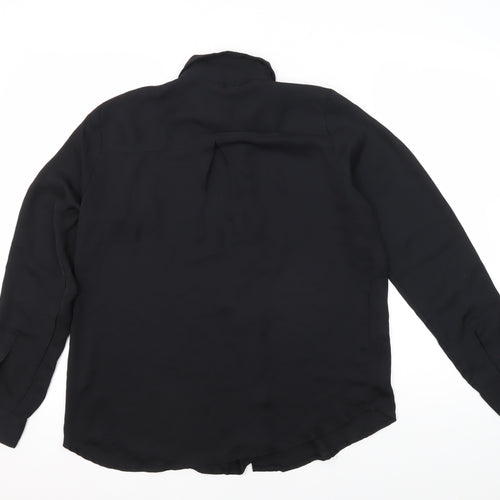 H&M Women's Black Button-Up Shirt, Size 12, Long Sleeve