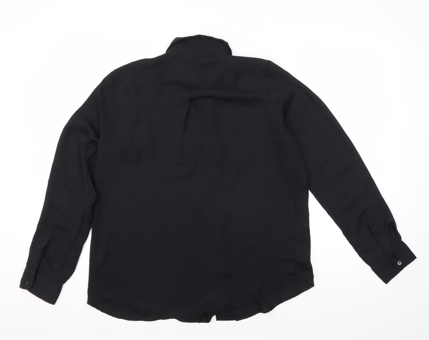 H&M Women's Black Button-Up Shirt, Size 12, Long Sleeve