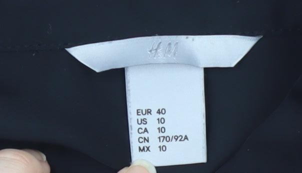 H&M Women's Black Button-Up Shirt, Size 12, Long Sleeve