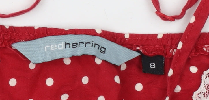 Red Herring Womens Red Polka Dot Camisole Blouse Size 8
