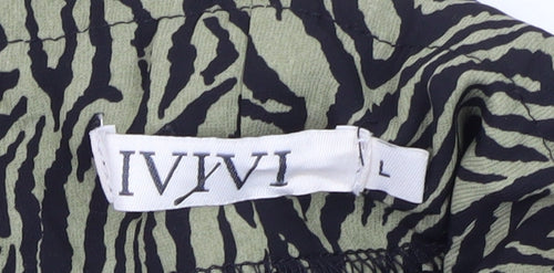 IVIVI Women's Tulip Skirt, Black & Green, Size L