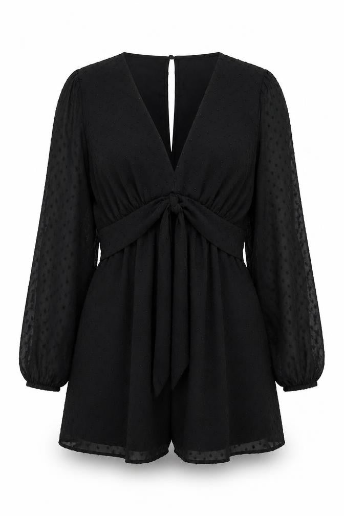 Zara Women's Black Playsuit, Size 8 - Stylish V-Neck Party