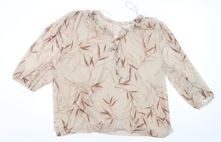 Bonmarché Women's Beige Floral Tunic Blouse Size 22