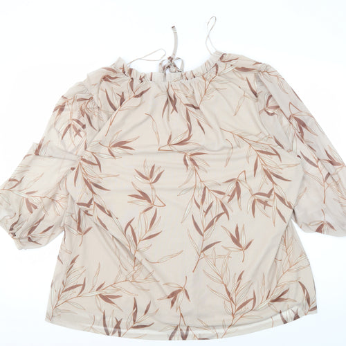 Bonmarché Women's Beige Floral Tunic Blouse Size 22