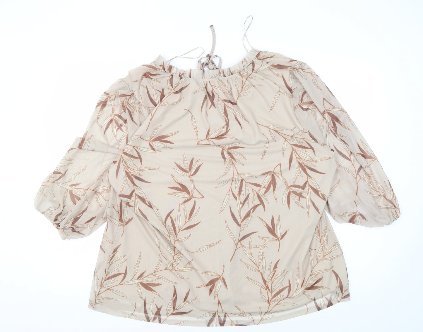 Bonmarché Women's Beige Floral Tunic Blouse Size 22