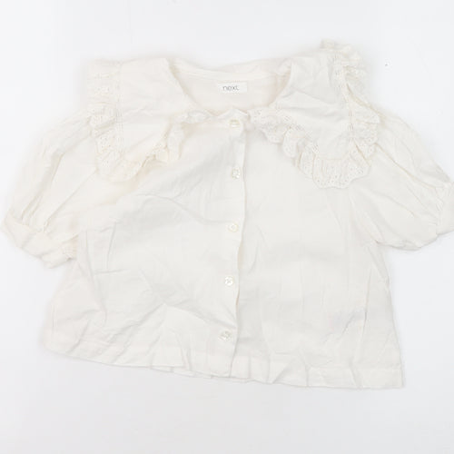 Next Girls White Blouse, 3 Years, Ruffle Collar, Cotton, Summer