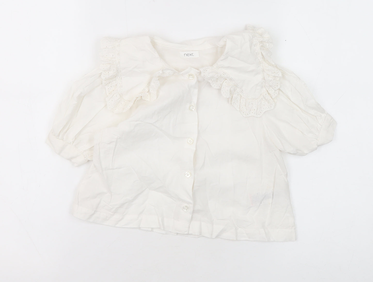 Next Girls White Blouse, 3 Years, Ruffle Collar, Cotton, Summer