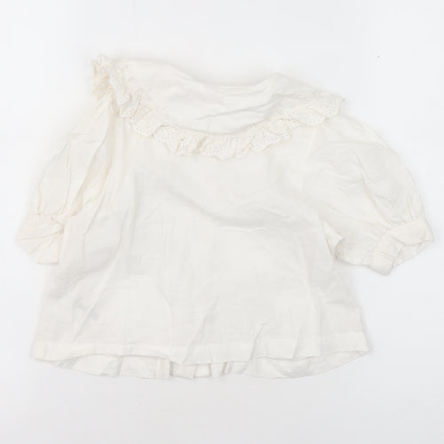 Next Girls White Blouse, 3 Years, Ruffle Collar, Cotton, Summer