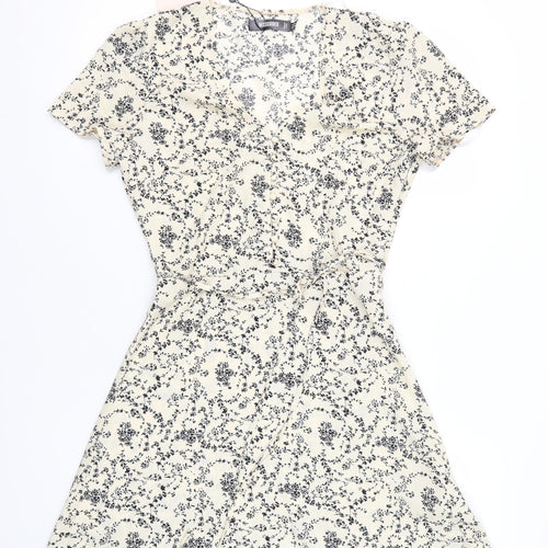 Missguided Women's Ivory Floral Wrap Dress Size 6