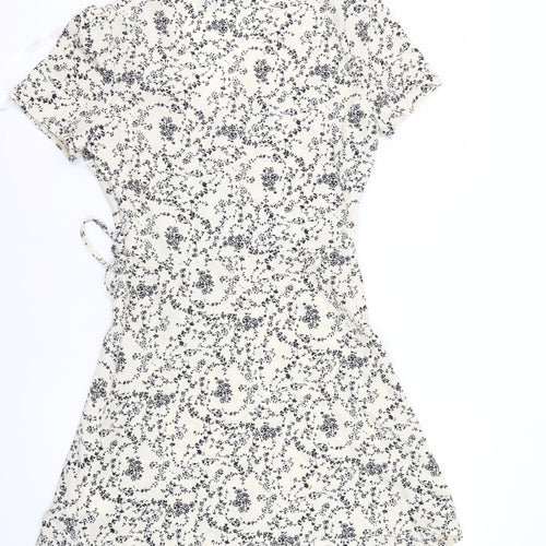 Missguided Women's Ivory Floral Wrap Dress Size 6
