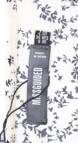 Missguided Women's Ivory Floral Wrap Dress Size 6