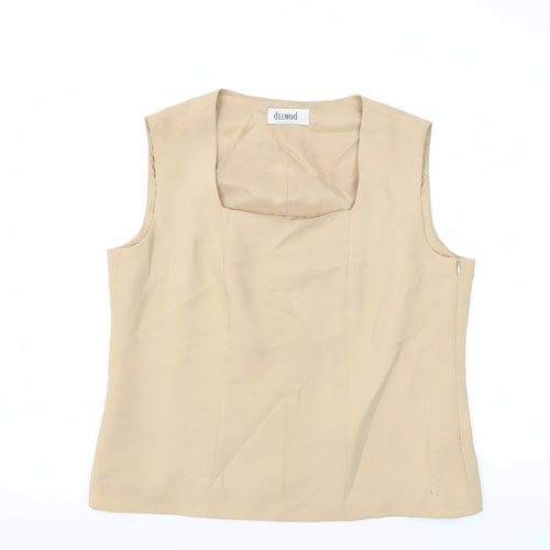 Delmod Women's Beige Square Neck Sleeveless Blouse Size 16