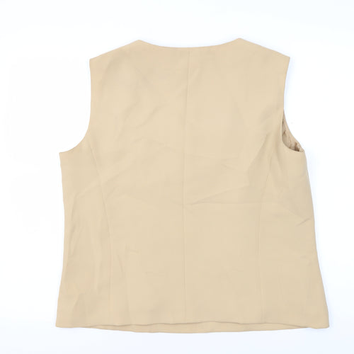 Delmod Women's Beige Square Neck Sleeveless Blouse Size 16