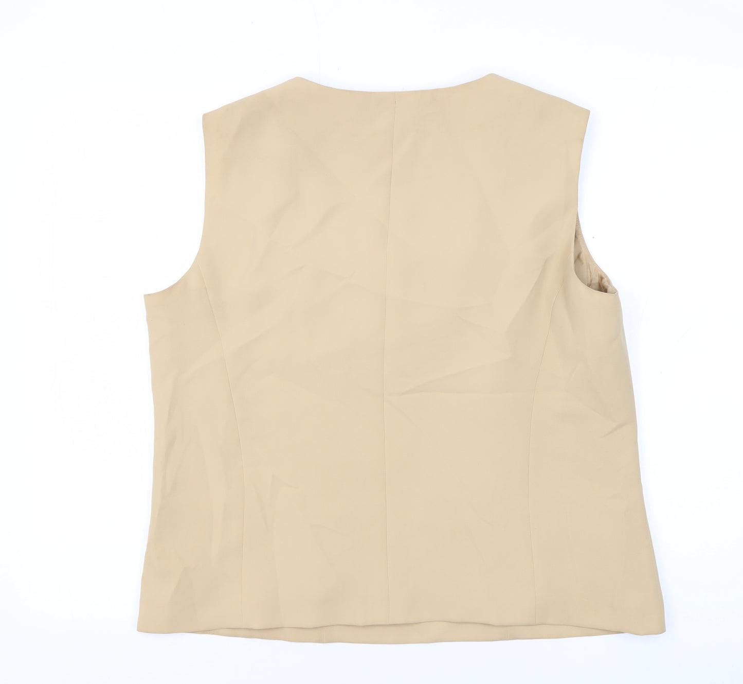 Delmod Women's Beige Square Neck Sleeveless Blouse Size 16