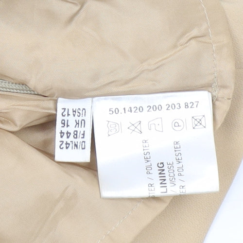 Delmod Women's Beige Square Neck Sleeveless Blouse Size 16