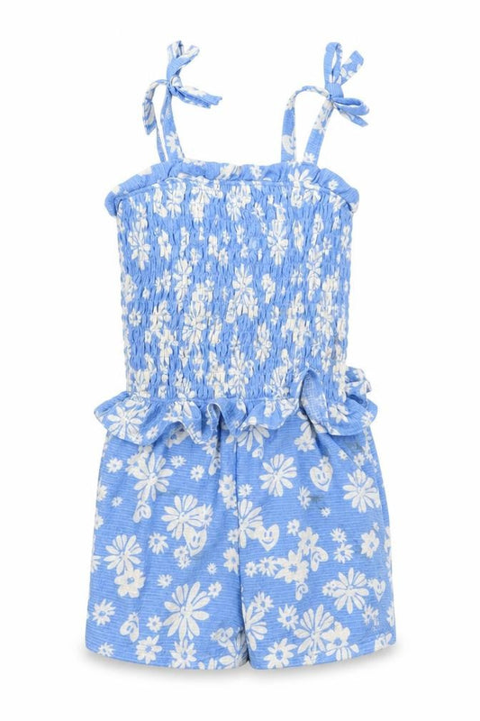 River Island Girls Blue Floral Playsuit, 3-4 Years, Casual Summer