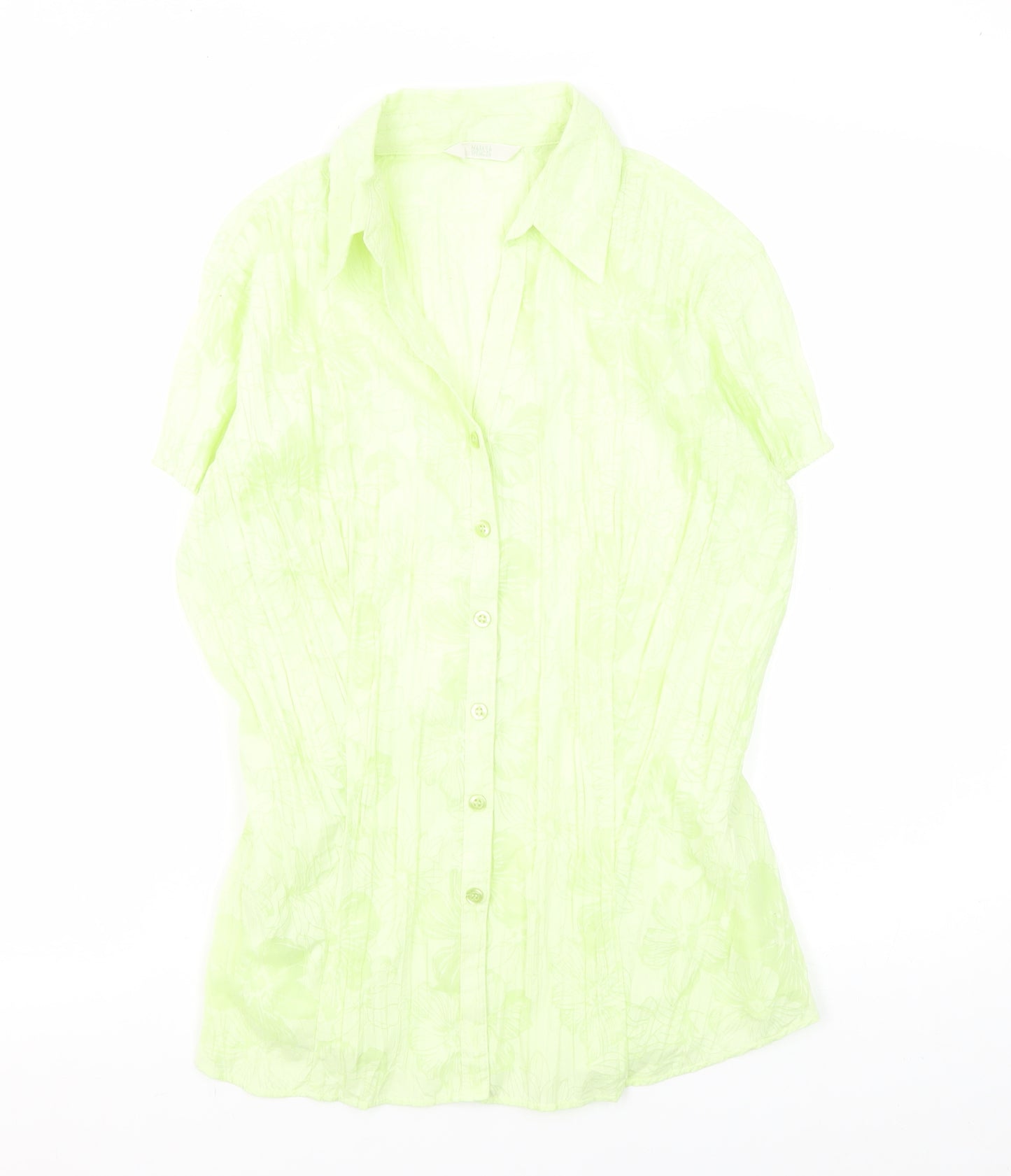 Marks and Spencer Women's Green Floral Button-Up