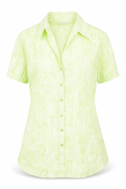 Front view of Marks & Spencer Women's Green Floral Button-Up