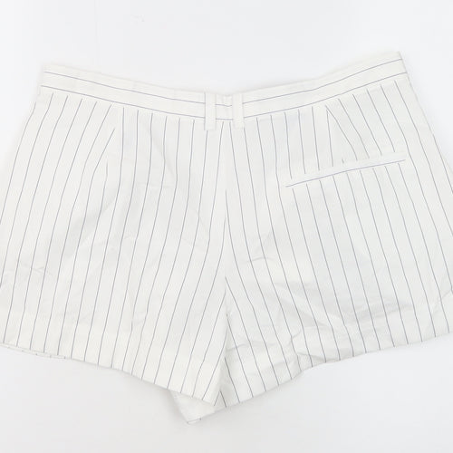 Zara Women's White Pinstripe Chino Shorts M