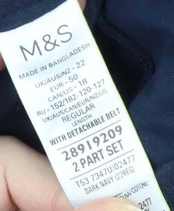 Marks and Spencer Womens Blue Wide-Leg Linen Trousers Size 22