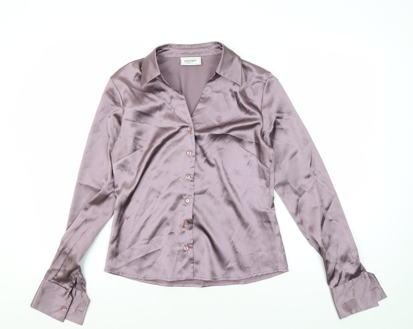 Principles Women's Purple Satin Blouse Size 10 Petite