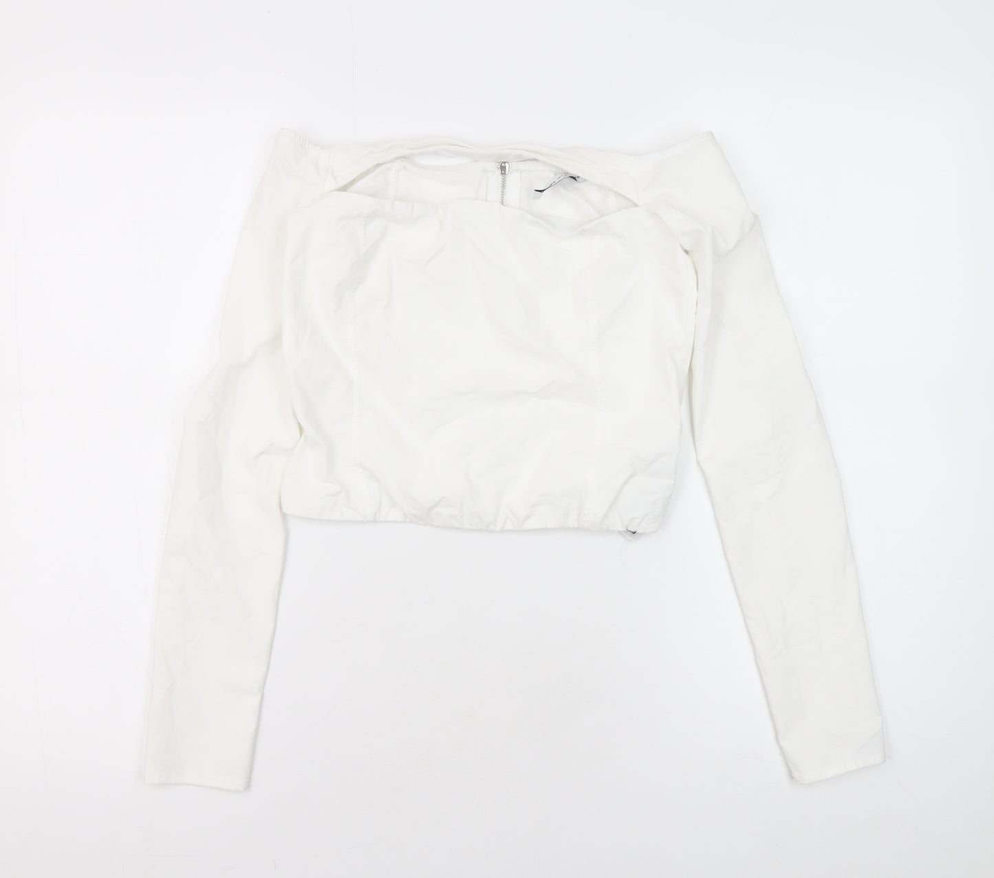 Bershka Women's White Cropped Blouse, Size 12
