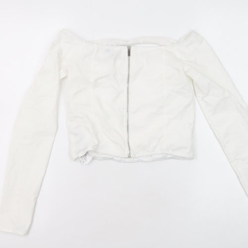 Bershka Women's White Cropped Blouse, Size 12