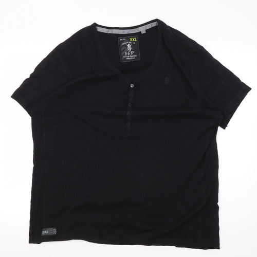 Fit For Purpose Men’s 2XL Black Henley T-Shirt