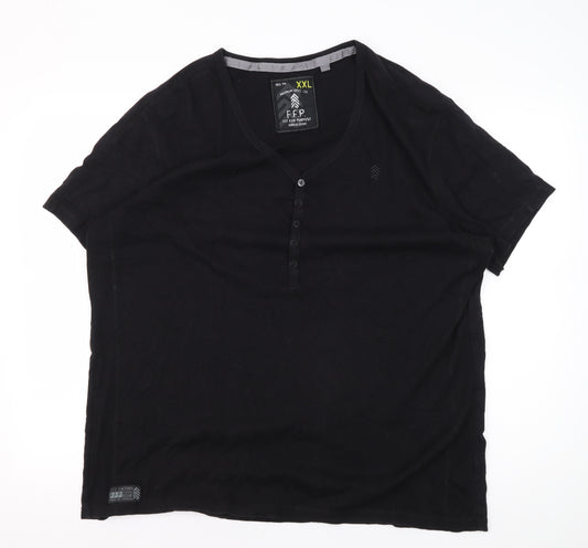 Fit For Purpose Men’s 2XL Black Henley T-Shirt