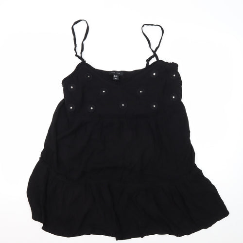 New Look Women's Black Camisole Size 12 Embroidered
